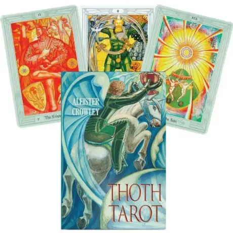 Tarot Aleistera Crowleya Thoth – 78 kart pełnych astrologicznej, egipskiej i ezoterycznej symboliki. Oryginalna talia z ilustracjami Friedy Harris.